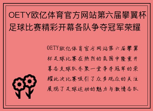 OETY欧亿体育官方网站第六届攀翼杯足球比赛精彩开幕各队争夺冠军荣耀